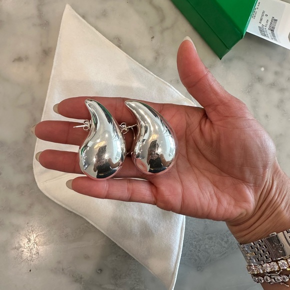 Bottega Veneta Jewelry - Large Drop Bottega Earrings Sterling Silver